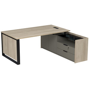 Стол рабочий с люч, на опорной двусоставной тумбе, с ящиками, с замком