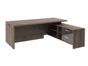 Стол руководителя с опорной тумбой (правый) (Фурнитура INOX)