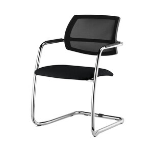 URBAN-MESH Кресло полозья,кожа ЧЕРНЫЙ/ХРОМ