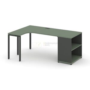 Стол эргономичный опорным стеллажом левый