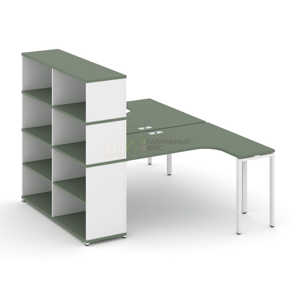 Рабочая станция с опорным стеллажом с надставкой высокой