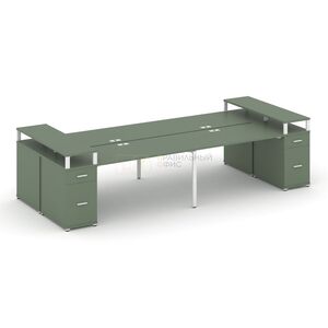 Рабочая станция на 4 места с двумя опорными тумбами