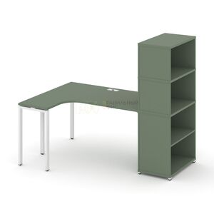 Стол эргономичный с опорным стеллажом с надставкой высокой левый