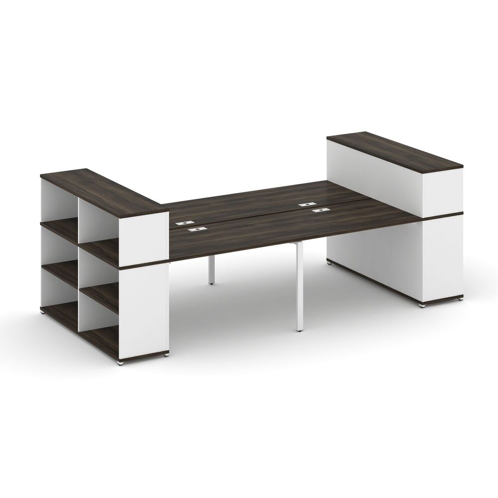 Рабочая станция с опорными стеллажами с надставкой низкой