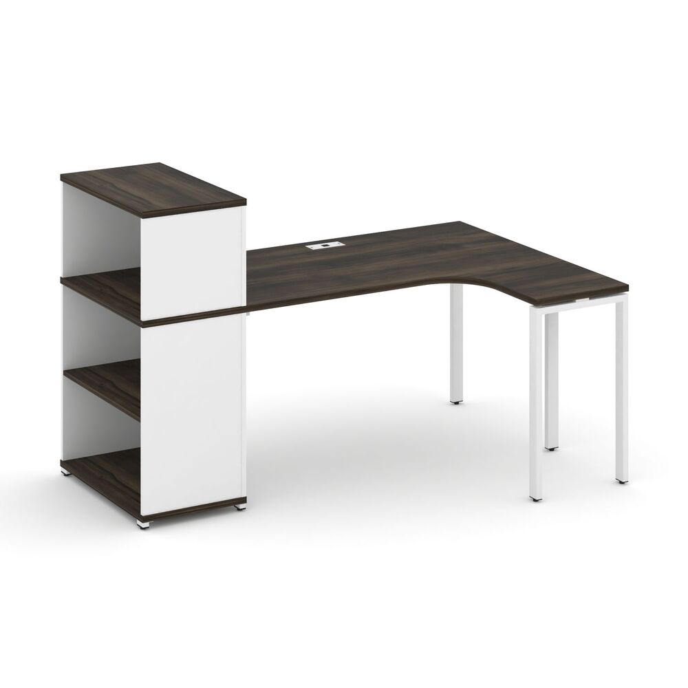 Стол эргономичный с опорным стеллажом с надставкой низкой правый