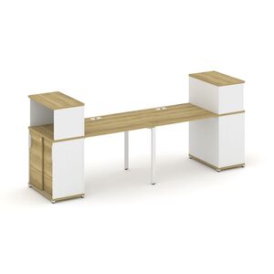 Рабочая станция с опорными шкафом купе с надставкой низкой