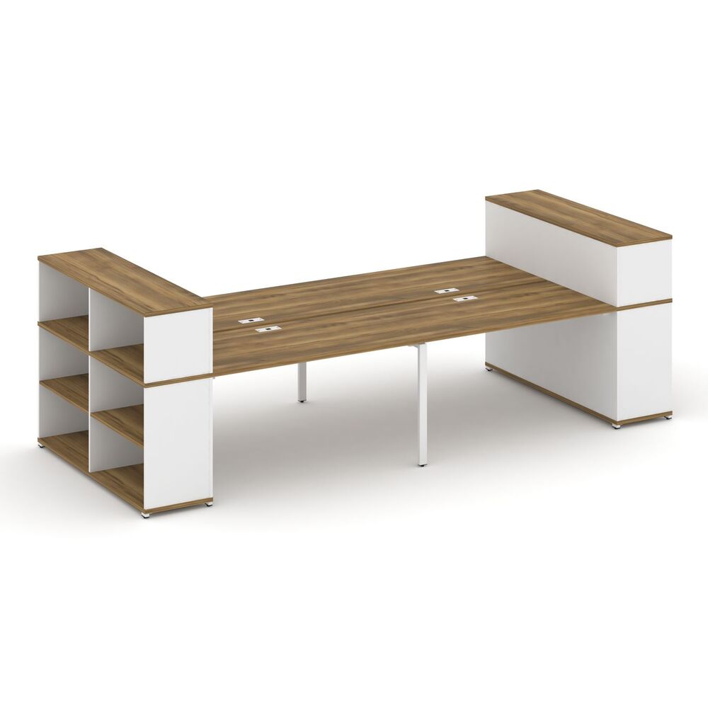 Рабочая станция с опорными стеллажами с надставкой низкой