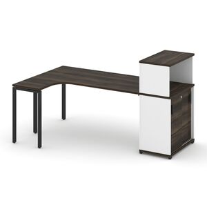 Стол эргономичный с опорным шкафом-купе с надставкой низкой левый