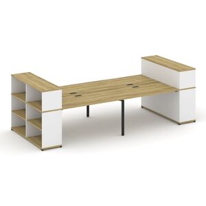 Рабочая станция с опорными стеллажами с надставкой низкой