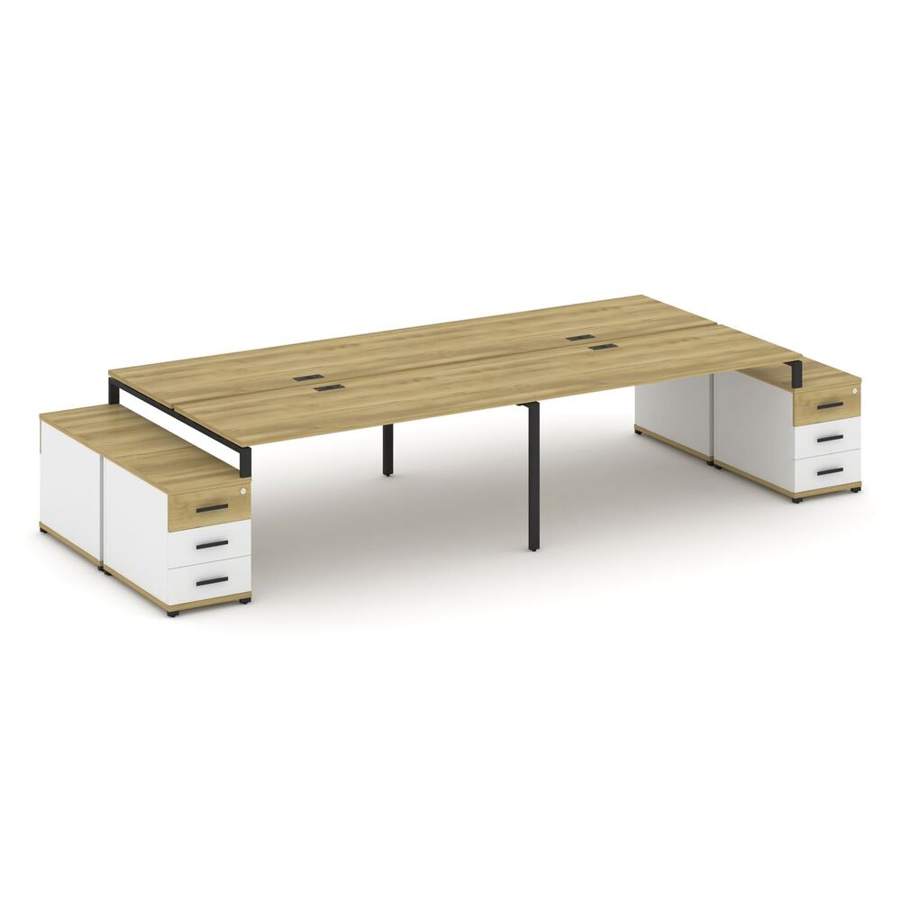 Рабочая станция на 4 места с двумя двухсторонними опорными тумбами