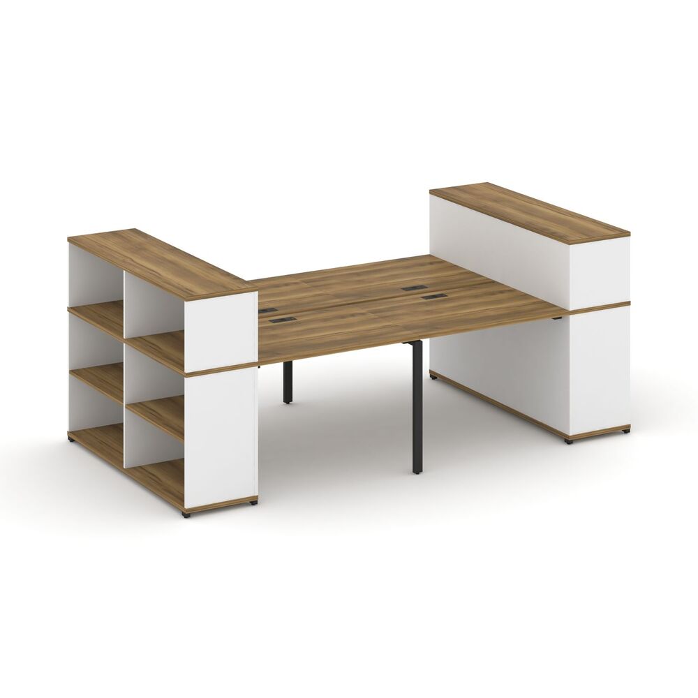 Рабочая станция с опорными стеллажами с надставкой низкой