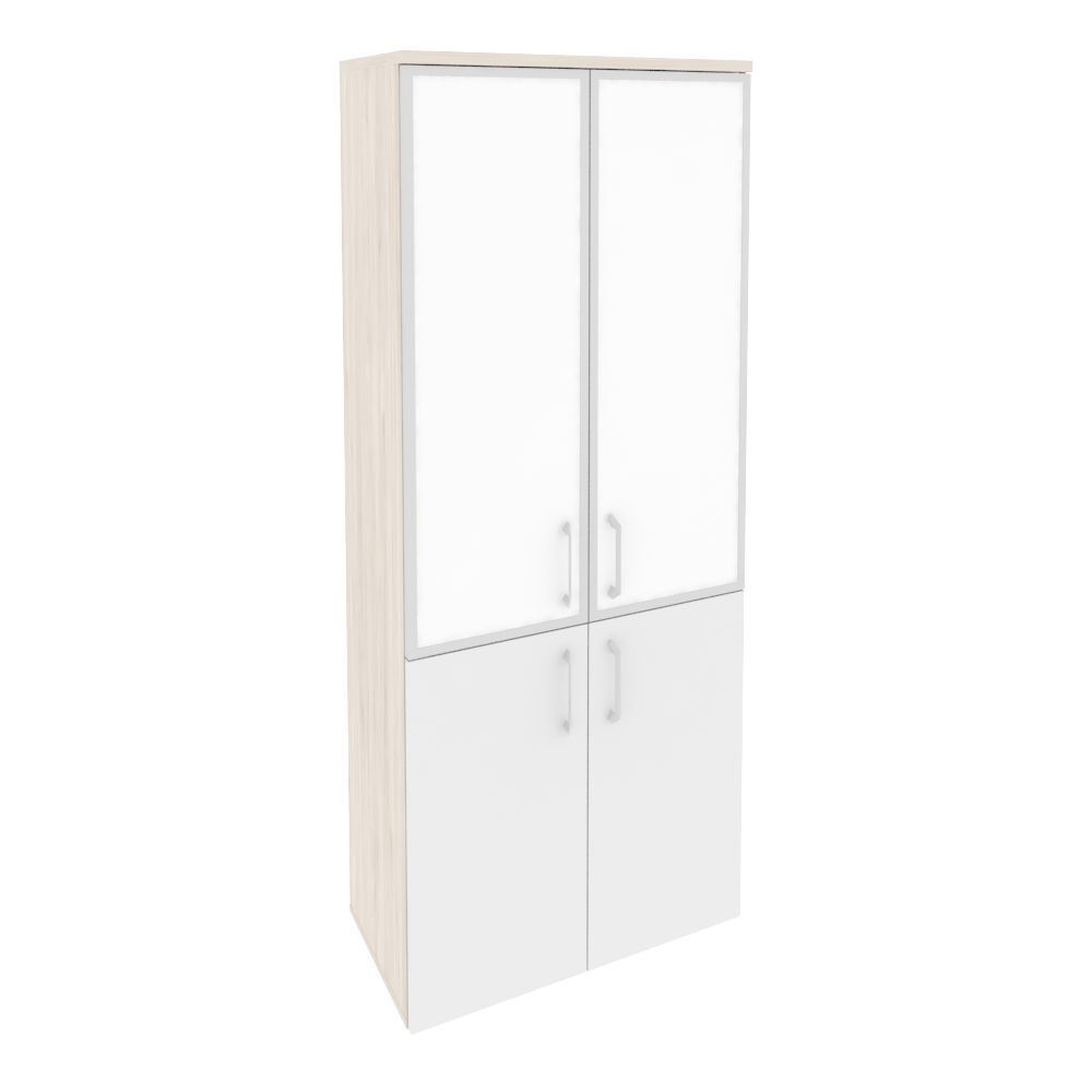 Шкаф высокий широкий (стекло белое)