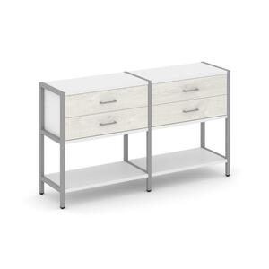 Двухсекционный стеллаж двухярусный с ящиками