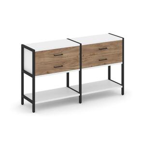 Двухсекционный стеллаж двухярусный с ящиками