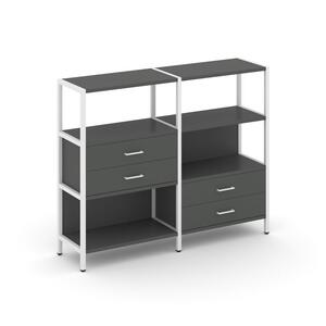 Двухсекционный стеллаж трехярусный с ящиками