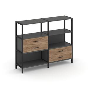 Двухсекционный стеллаж трехярусный с ящиками