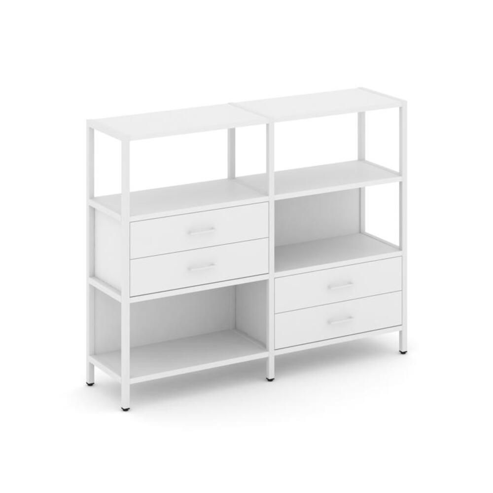 Двухсекционный стеллаж трехярусный с ящиками