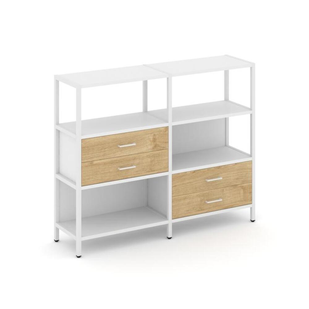 Двухсекционный стеллаж трехярусный с ящиками