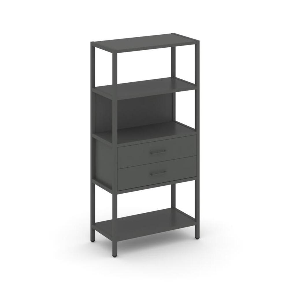 Односекционный стеллаж четырехярусный с ящиками