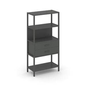 Односекционный стеллаж четырехярусный с ящиками
