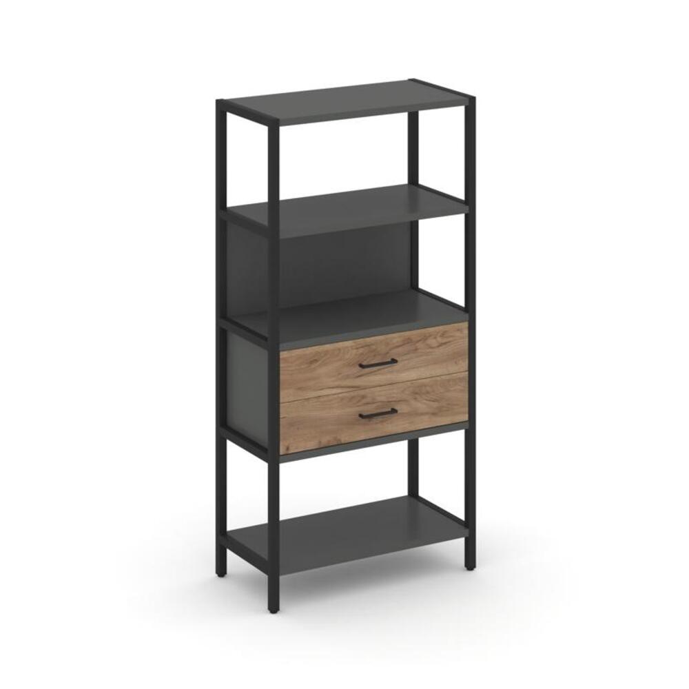 Односекционный стеллаж четырехярусный с ящиками