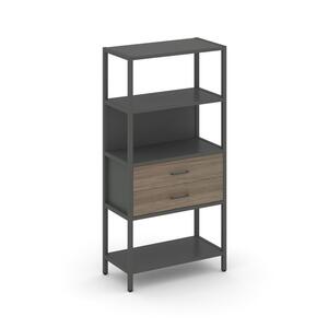 Односекционный стеллаж четырехярусный с ящиками