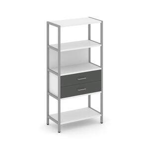 Односекционный стеллаж четырехярусный с ящиками