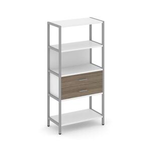 Односекционный стеллаж четырехярусный с ящиками