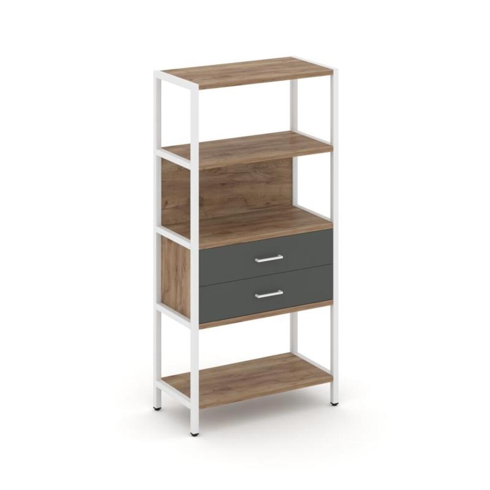 Односекционный стеллаж четырехярусный с ящиками