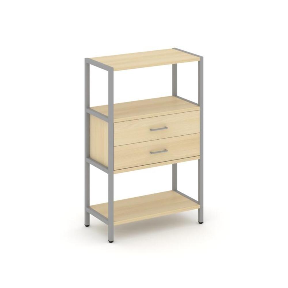 Односекционный стеллаж трехярусный с ящиками