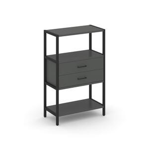 Односекционный стеллаж трехярусный с ящиками