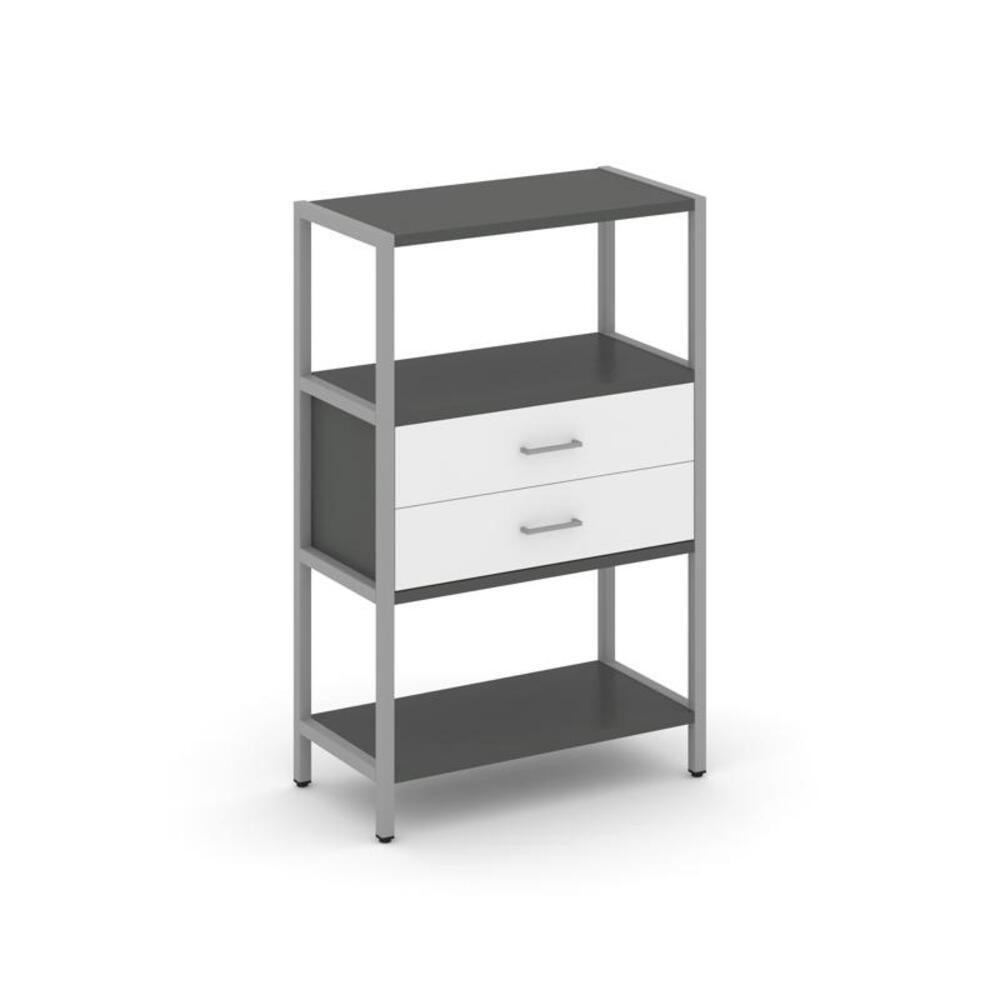 Односекционный стеллаж трехярусный с ящиками