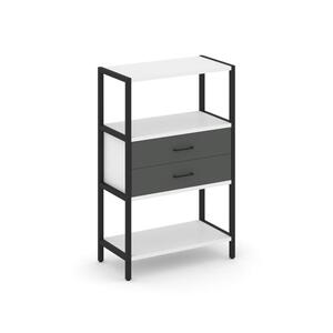 Односекционный стеллаж трехярусный с ящиками