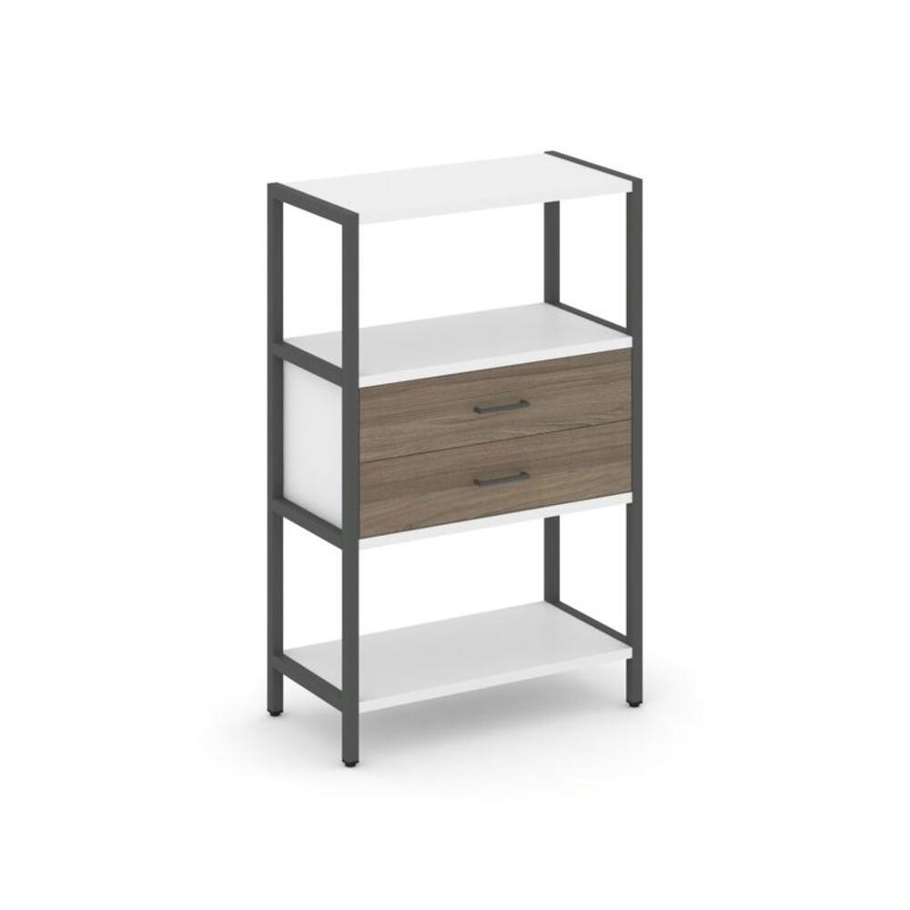 Односекционный стеллаж трехярусный с ящиками