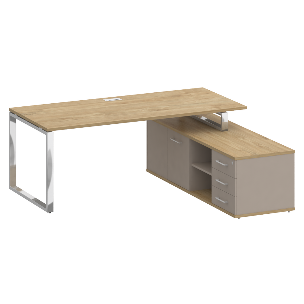 Стол руководителя с опорной греденцией, правый